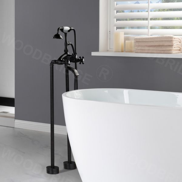  WOODBRIDGE F0029ORB Freestanding Clawfoot Tub Filler Faucet with Hand Shower and Hose in Oil Rubbed Bronze_4559