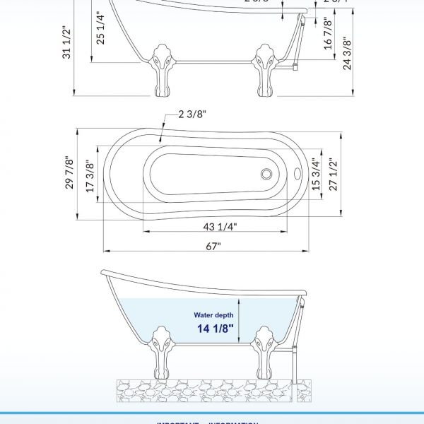 Standard clawfoot tub dimensions store