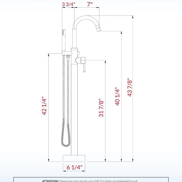  WOODBRIDGE F0026BGRD Contemporary Single Handle Floor Mount Freestanding Tub Filler Faucet with Cylinder Shape Hand shower in Brushed Gold Finish._4195