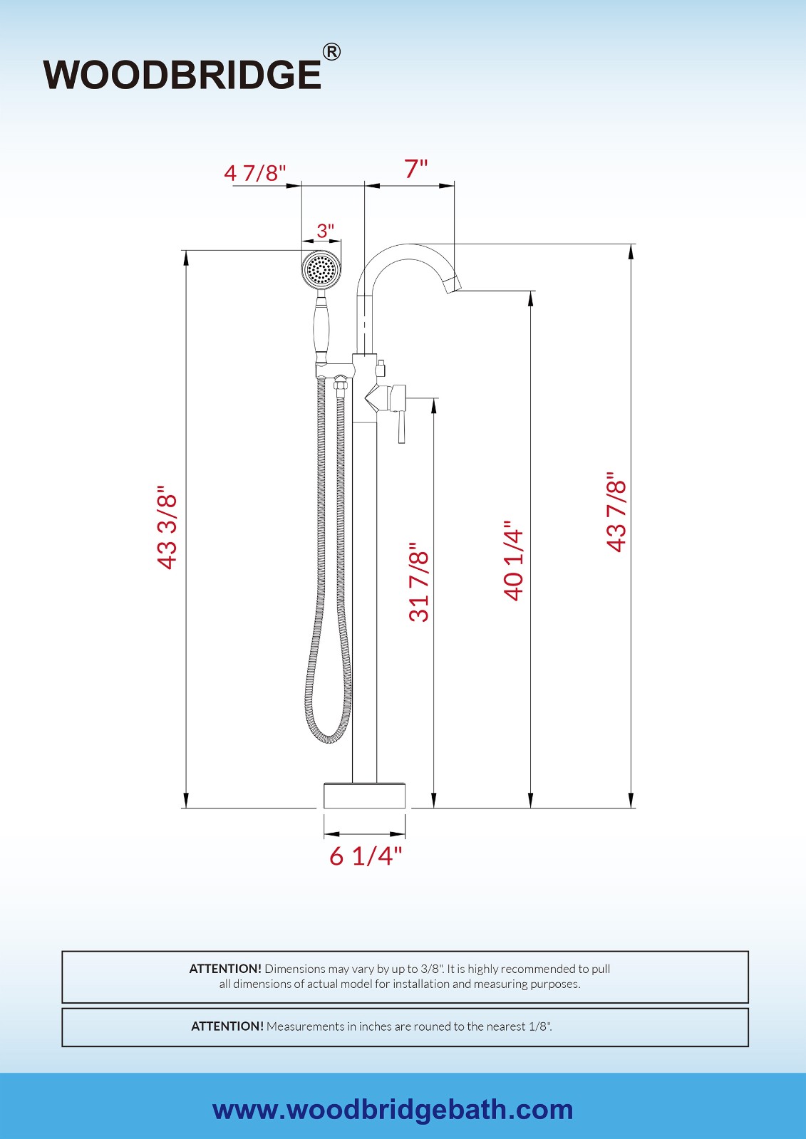 ᐅ【WOODBRIDGE F0026BGVT Fusion Single Handle Floor Mount Freestanding Tub Filler Faucet with
