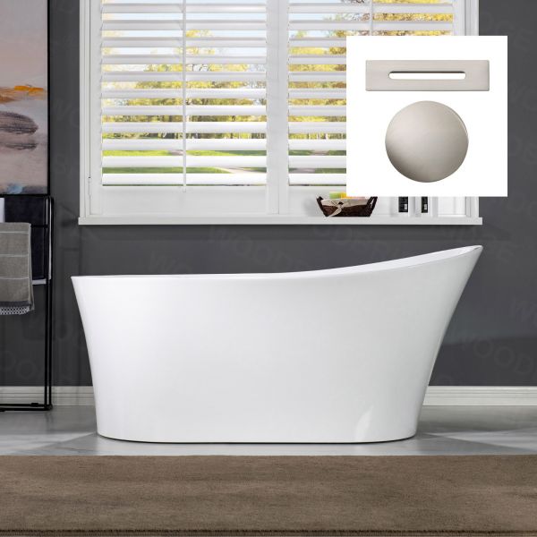 Woodbridge W-B0002-B 66 x 31.75 Freestanding Soaking Acrylic Bathtub Color: White/Brushed Nickel