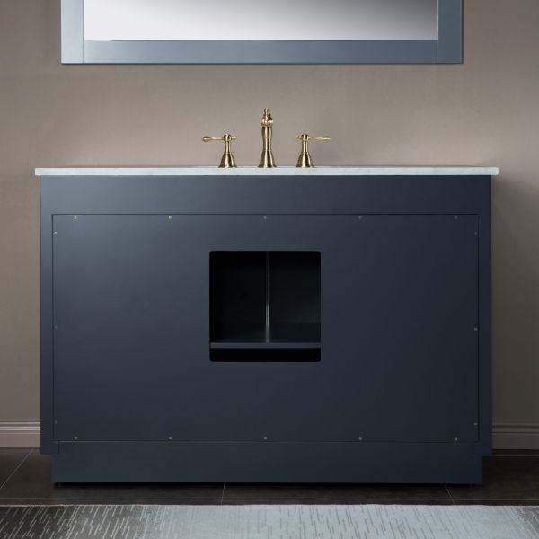 ᐅ【WOODBRIDGE Venice 48x21x33 Solid Wood Bath Vanities Side Cabinet in  White and Gold Trim and Carrara Marble Vanity Top Cabinet with Pre-Drilled  Hole for Single Hole Faucet.-WOODBRIDGE】