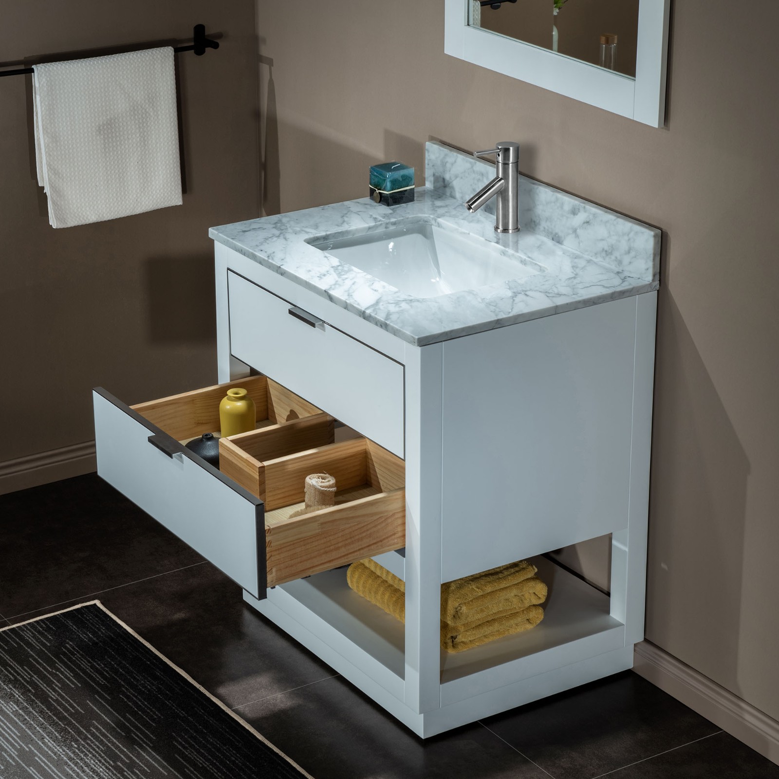 ᐅ【WOODBRIDGE Venice 30"x21"x33" Solid Wood Bath Vanities Side