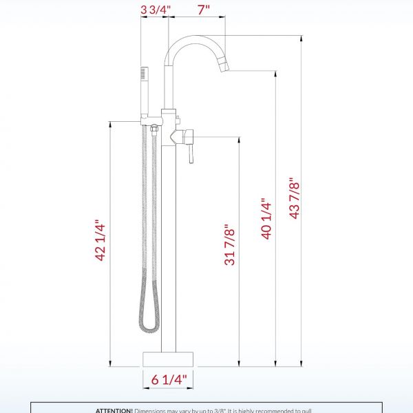  WOODBRIDGE F0001BNDR Contemporary Single Handle Floor Mount Freestanding Tub Filler Faucet with Hand shower in Brushed Nickel Finish._2172