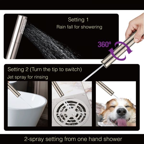  WOODBRIDGE F0001BNDR Contemporary Single Handle Floor Mount Freestanding Tub Filler Faucet with Hand shower in Brushed Nickel Finish._2171