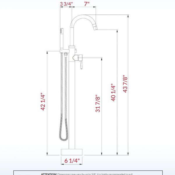  WOODBRIDGE F0006MBDR Contemporary Single Handle Floor Mount Freestanding Tub Filler Faucet with Hand shower in Matte Black Finish._2144