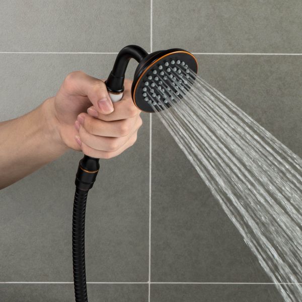  WOODBRIDGE F0027ORBVT Fusion Single Handle Floor Mount Freestanding Tub Filler Faucet with Telephone Hand shower in Oil Rubbed Bronze Finish._2098
