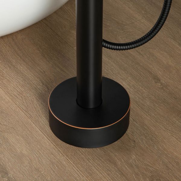  WOODBRIDGE F0027ORBVT Fusion Single Handle Floor Mount Freestanding Tub Filler Faucet with Telephone Hand shower in Oil Rubbed Bronze Finish._2099