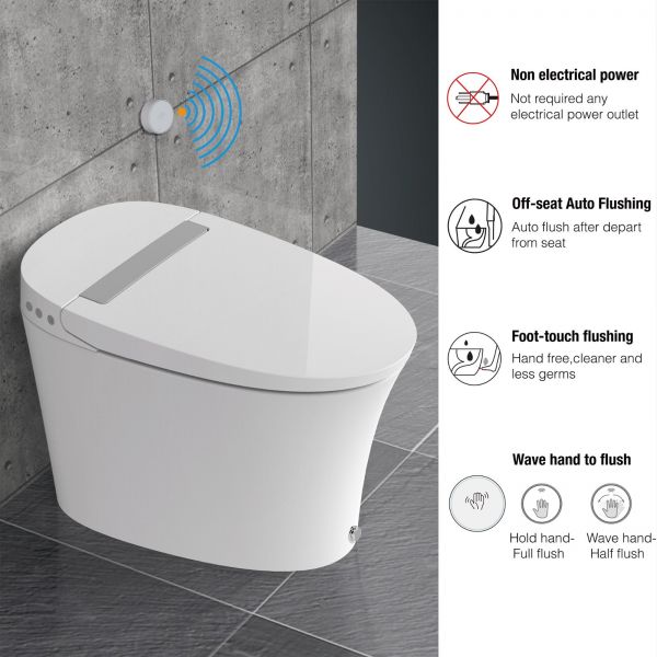  WOODBRIDGE BW5100S One Piece Modern,Slim, Tankless and High Efficiency Toilet with Battery Operated Auto Flushing_5047