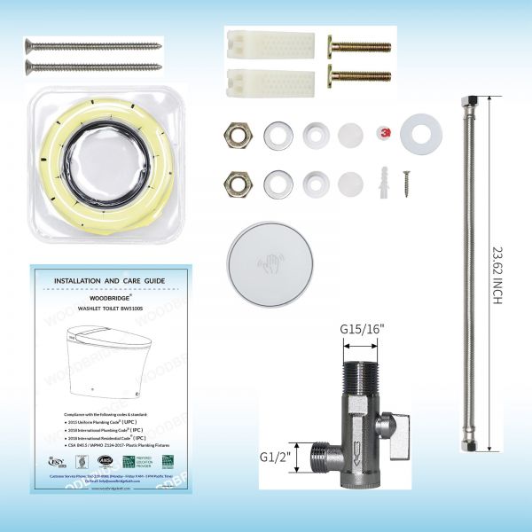  WOODBRIDGE BW5100S One Piece Modern,Slim, Tankless and High Efficiency Toilet with Battery Operated Auto Flushing_5053