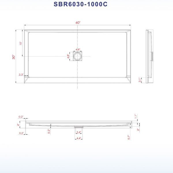 ᐅ【WOODBRIDGE SBR6034-1000C Solid Surface Shower Base with