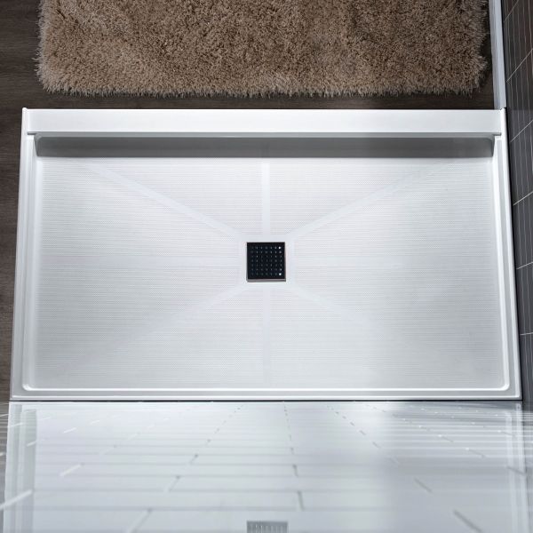 WOODBRIDGE SBR6036-1000C-ORB SolidSurface Shower Base with Recessed Trench Side Including Oil Rubbed Bronze Linear Cover, 60