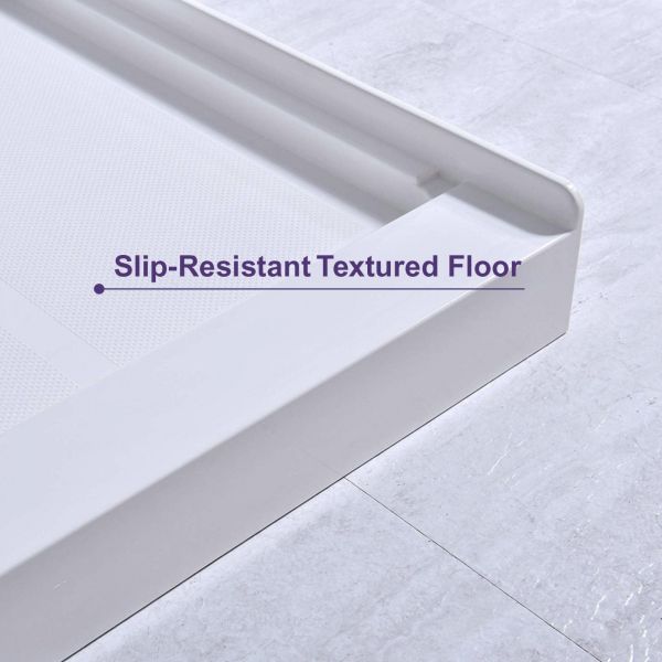  WOODBRIDGE SBR6036-1000R Solid Surface Shower Base with Recessed Trench Side Including Stainless Steel Linear Cover, 60
