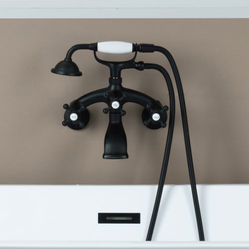 WOODBRIDGE F0032MB Dual Mounting Clawfoot Tub Filler Faucet with Hand Shower and Hose in Matte Black
