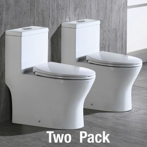 Modern 1-Piece 1.0/1.6 GPF Dual Flush Elongated Toilet in Black