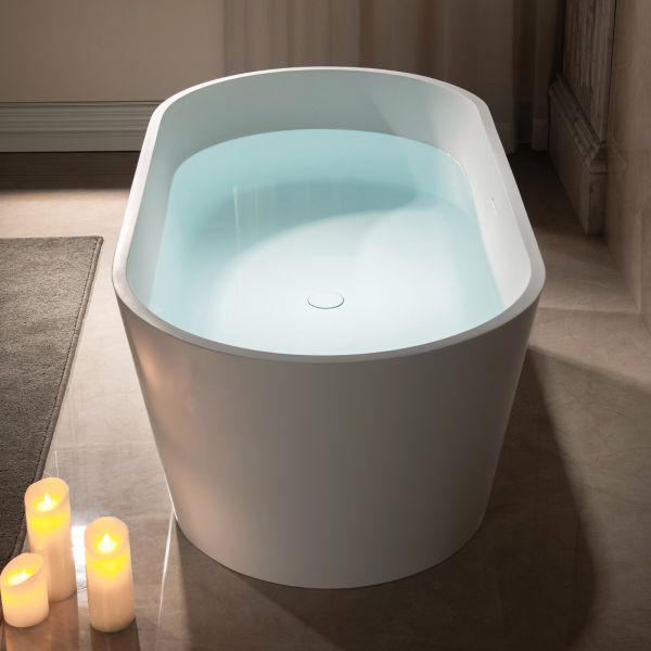  WOODBRIDGE 67 in. x 31.375 in. Luxury Contemporary Solid Surface Freestanding Bathtub in Matte White_634