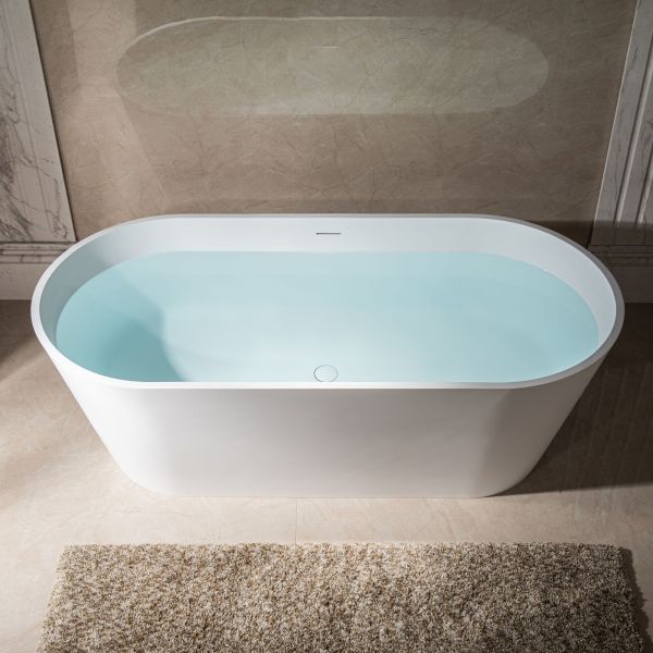  WOODBRIDGE 67 in. x 31.375 in. Luxury Contemporary Solid Surface Freestanding Bathtub in Matte White_633