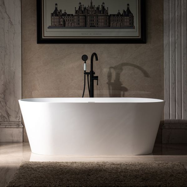  WOODBRIDGE 67 in. x 31.375 in. Luxury Contemporary Solid Surface Freestanding Bathtub in Matte White_635
