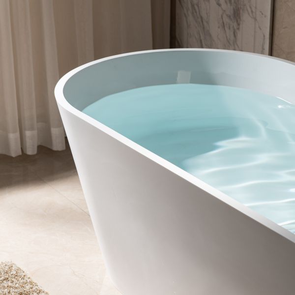  WOODBRIDGE 67 in. x 31.375 in. Luxury Contemporary Solid Surface Freestanding Bathtub in Matte White_638