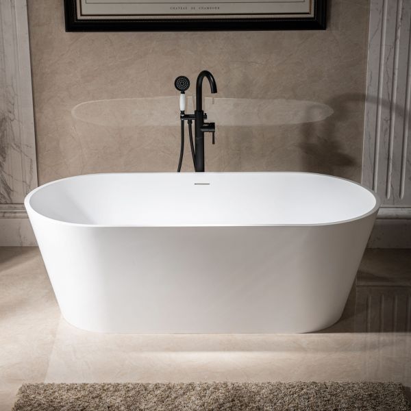  WOODBRIDGE 67 in. x 31.375 in. Luxury Contemporary Solid Surface Freestanding Bathtub in Matte White_637