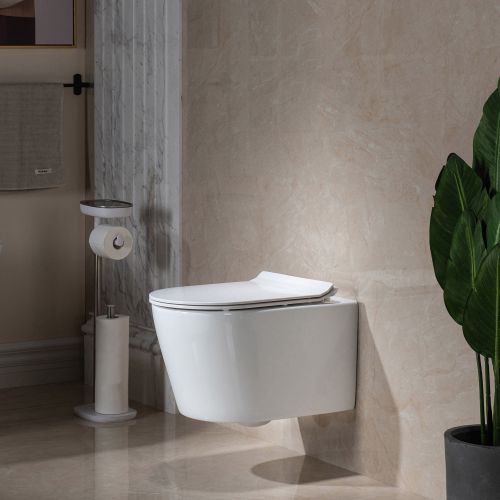 WOODBRIDGE Wall Hung 1.60 GPF/0.8 GPF Dual Flush Elongated Toilet Bowl in White, F0130