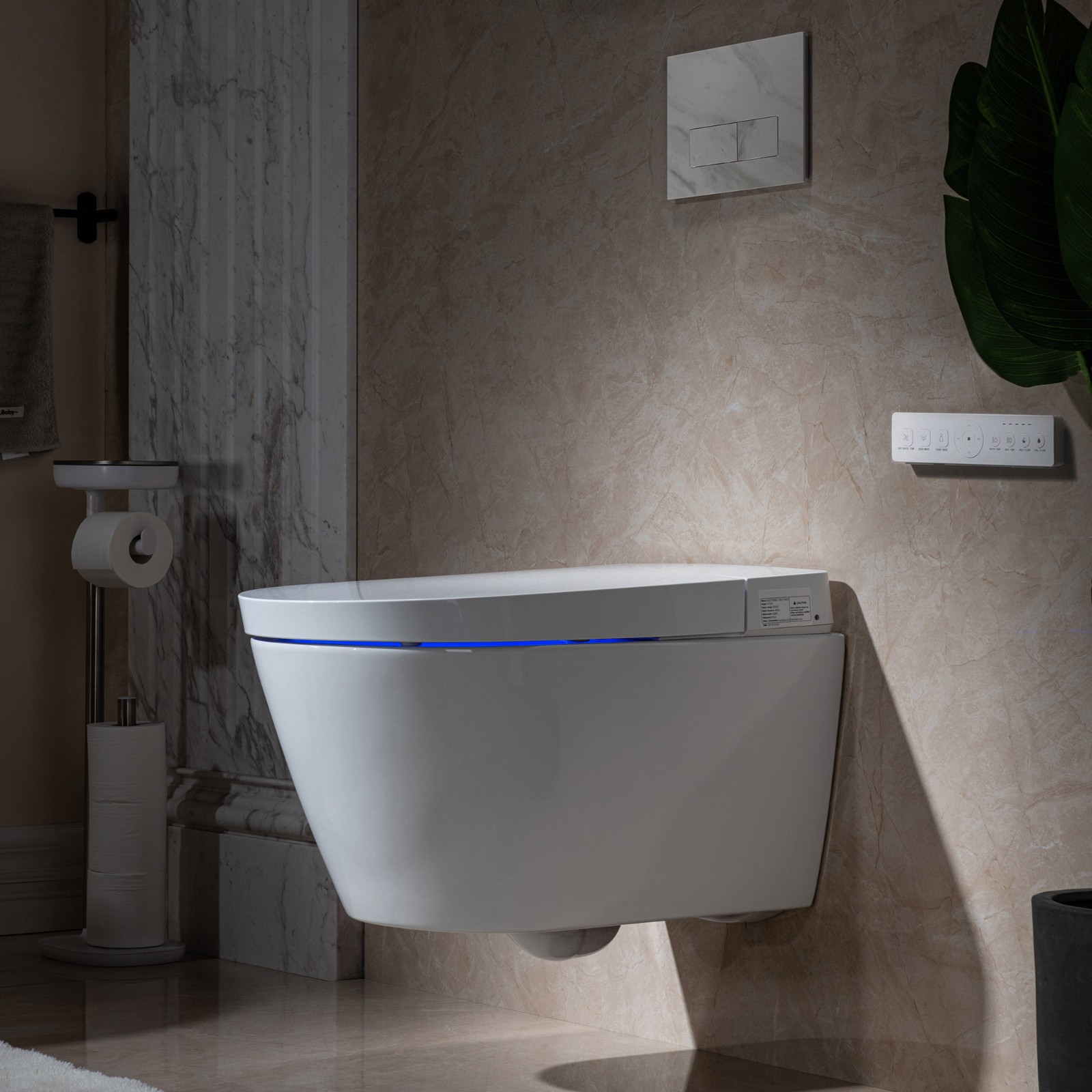 ᐅ【WOODBRIDGE Intelligent Compact Elongated Dualflush wall hung toilet