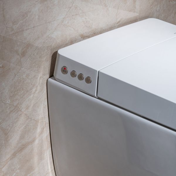 WOODBRIDGE  Intelligent Compact Elongated Dual-flush wall hung toilet with Bidet Wash Function, Heated Seat & Dryer. Matching Concealed Tank system and White Marble Stone Slim Flush Plates Included.LT611 + SWHT611+FP611-WH_555