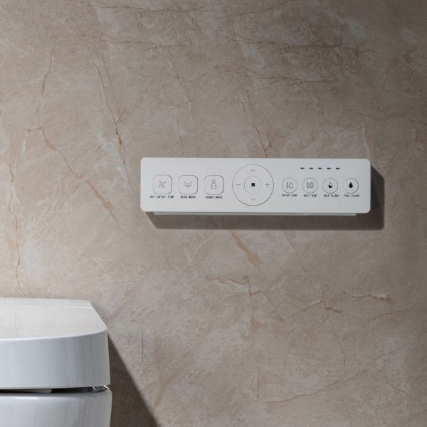  WOODBRIDGE  Intelligent Compact Elongated Dual-flush wall hung toilet with Bidet Wash Function, Heated Seat & Dryer. Matching Concealed Tank system and White Marble Stone Slim Flush Plates Included.LT611 + SWHT611+FP611-WH_561