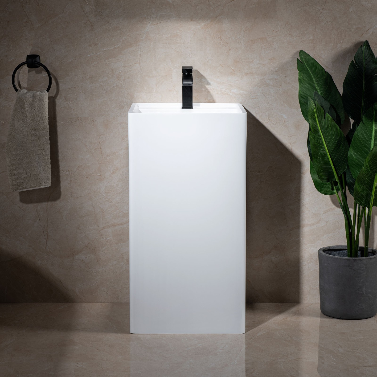 ᐅ【WOODBRIDGE 173/4 x 173/4" x 355/8" Contemporary One Piece Solid