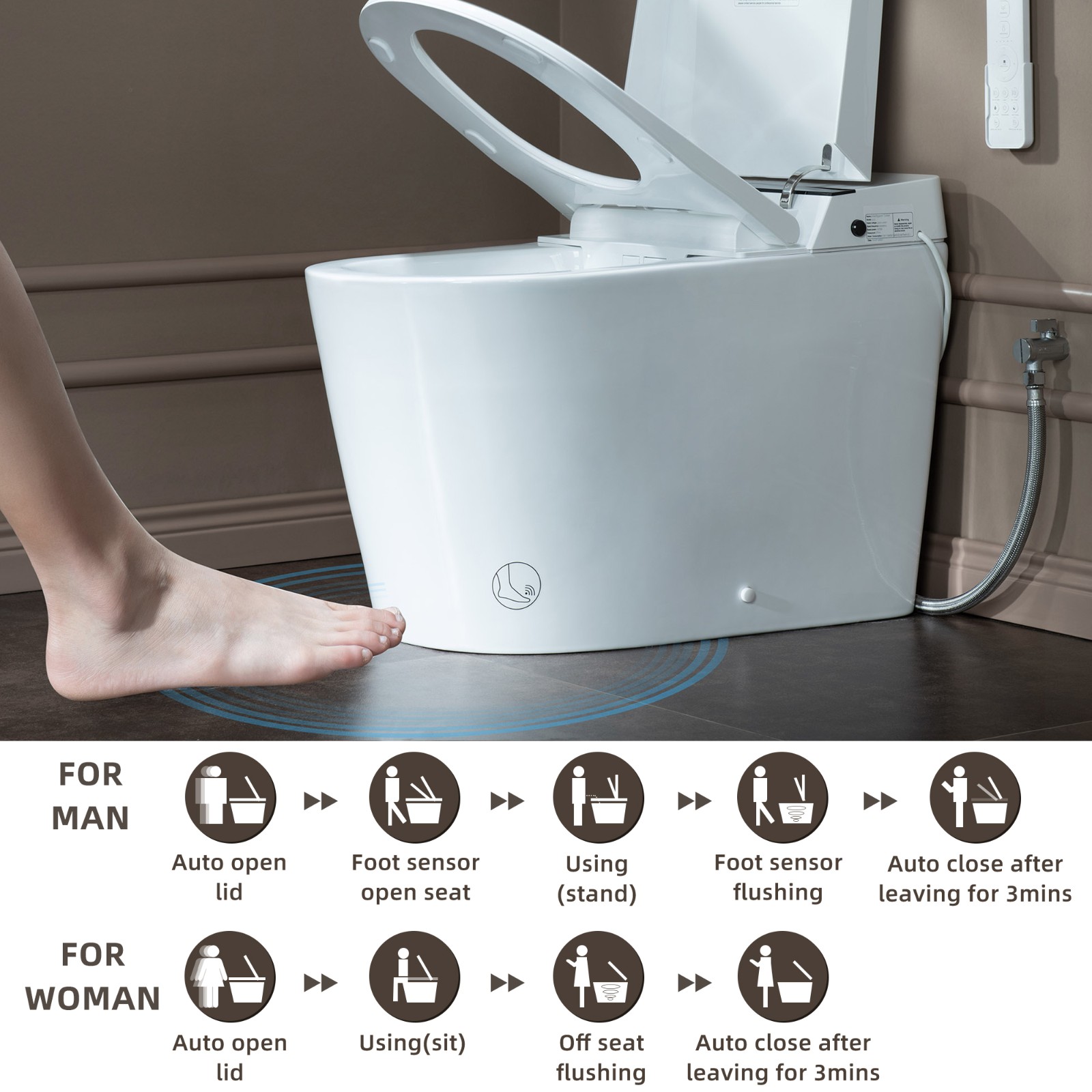 ᐅ【WOODBRIDGE B0990S One Piece Elongated Smart Toilet Bidet with Massage