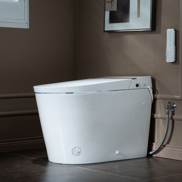  WOODBRIDGE B0990S One Piece Elongated Smart Toilet Bidet with Massage Washing, Auto Open and Close Seat and Lid, Auto Flush, Heated Seat and Integrated Multi Function Remote Control, White_2123