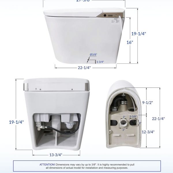 WOODBRIDGE B0980S Intelligent Smart Toilet, Massage Washing, Open & Close, Auto Flush,Heated Integrated Multi Function Remote Control, with Advance Bidet and Soft Closing Seat, White_5969