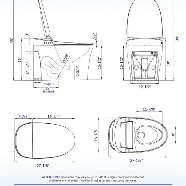 ᐅ【WOODBRIDGE B0970S-1.0(no foot sensor) Smart Bidet Toilet