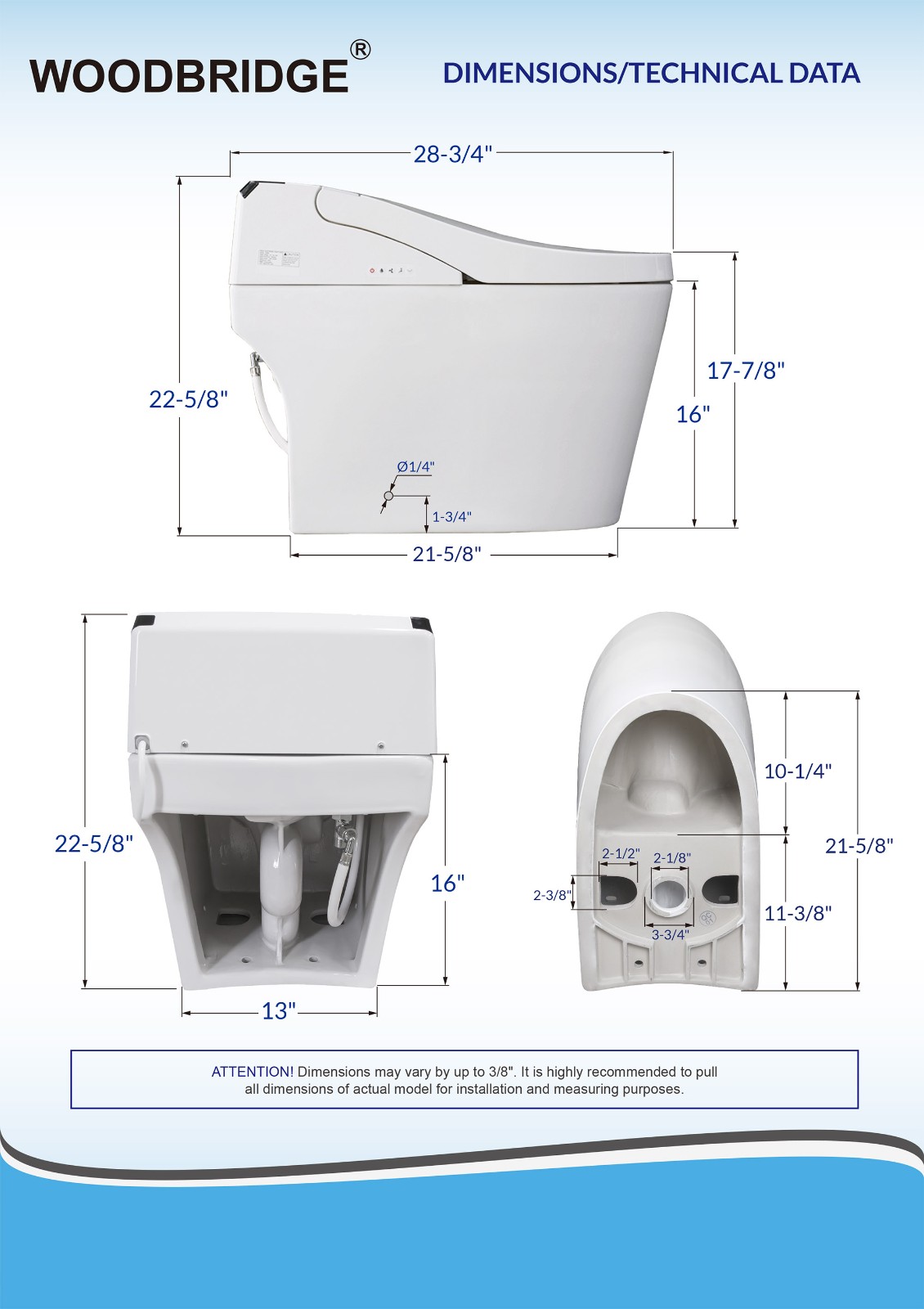ᐅ【WOODBRIDGE B0960S 1.0 GPF/1.6 GPF Dual flush Toilet with Intelligent