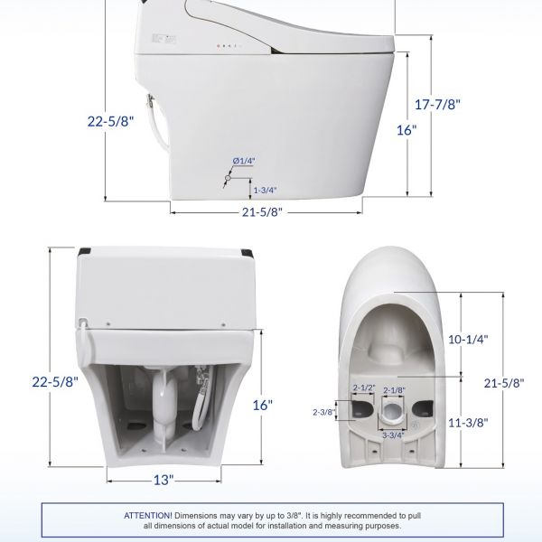  WOODBRIDGE B-0960S 1.28 GPF Single Flush Toilet with Intelligent Smart Bidet Seat and Wireless Remote Control, Chair Height, Auto Flush, Auto Open & Auto Close_10805