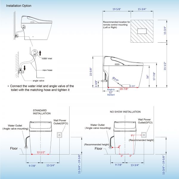  WOODBRIDGE B-0960S 1.28 GPF Single Flush Toilet with Intelligent Smart Bidet Seat and Wireless Remote Control, Chair Height, Auto Flush, Auto Open & Auto Close_10807