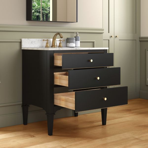 ᐅ【WOODBRIDGE Roma 31"x22"x38" Solid Wood Bath Vanity in Espresso with