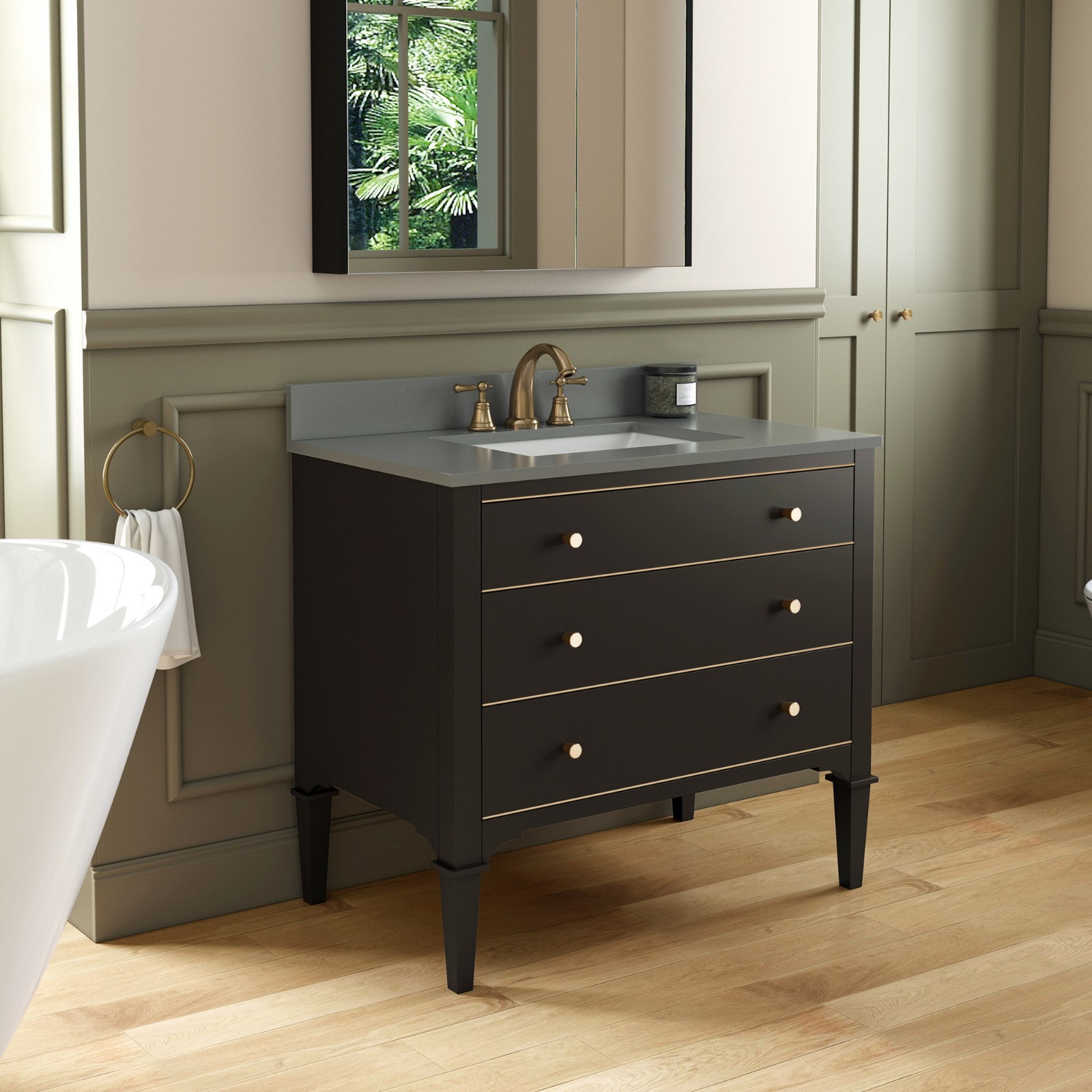 ᐅ【WOODBRIDGE Roma 43"x22"x38" Solid Wood Bath Vanity in Espresso with