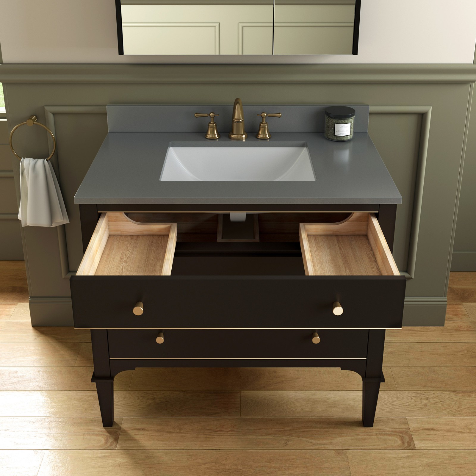 ᐅ【WOODBRIDGE Roma 43"x22"x38" Solid Wood Bath Vanity in Espresso with