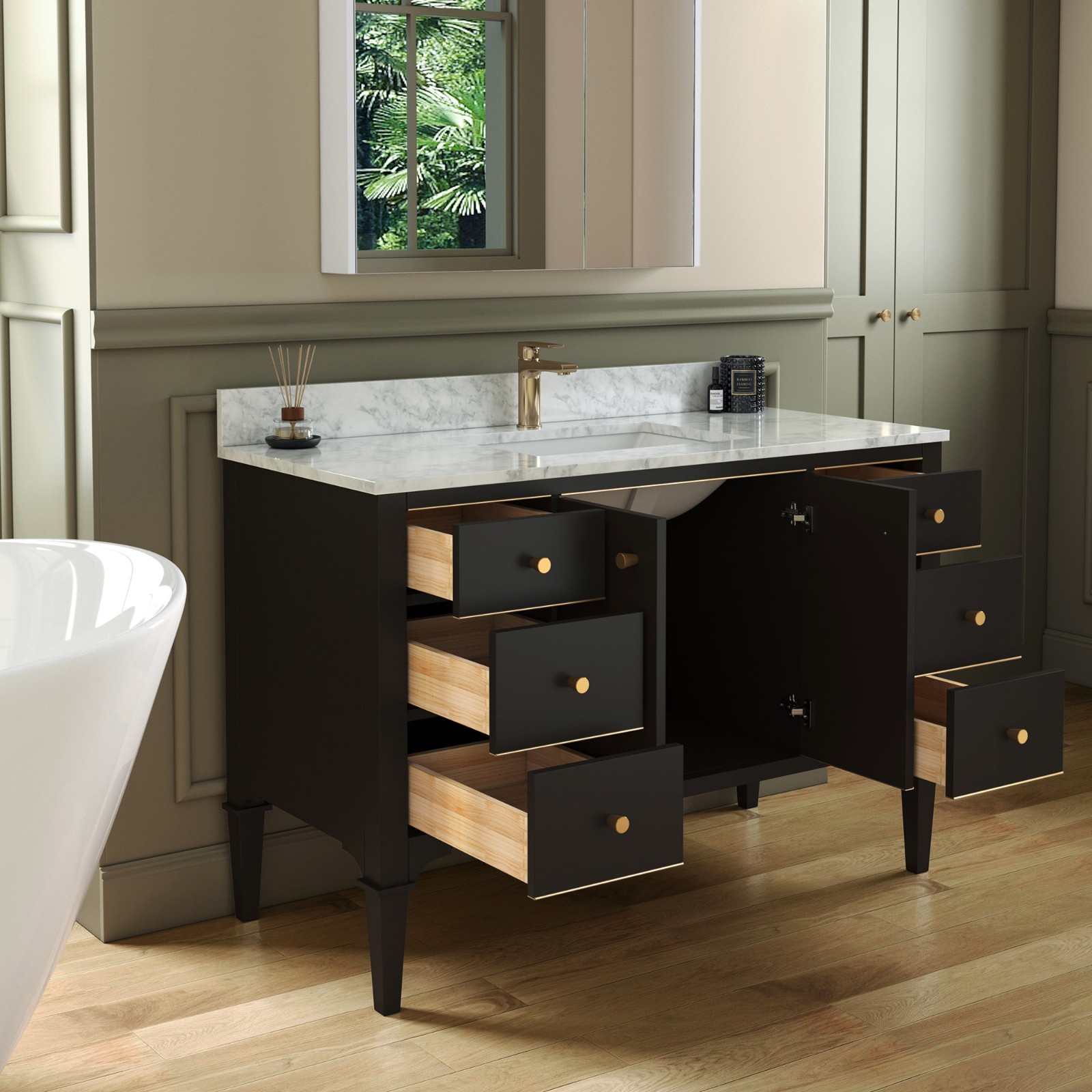 ᐅ【WOODBRIDGE Roma 49"x22"x38" Solid Wood Bath Vanity in Espresso with ...