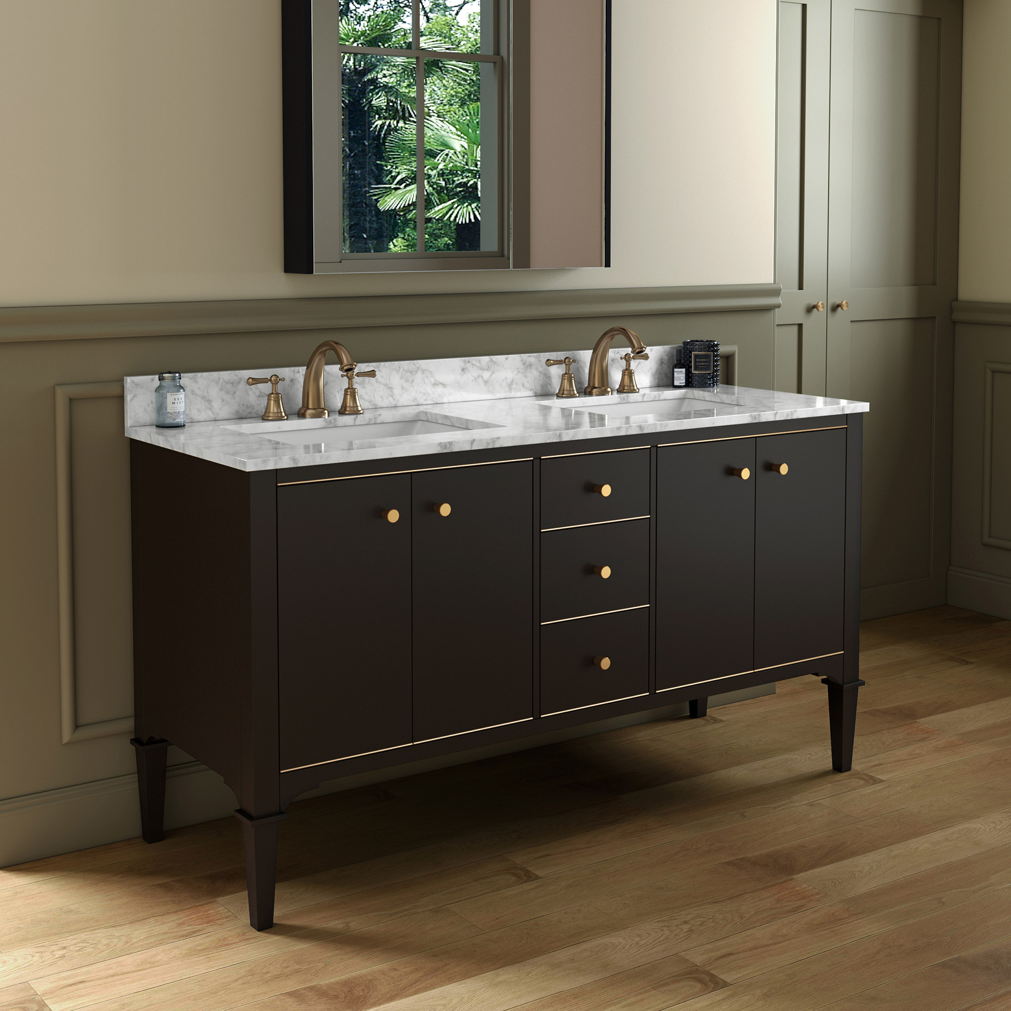 ᐅ【WOODBRIDGE Roma 61"x22"x38" Solid Wood Bath Vanity in Espresso with