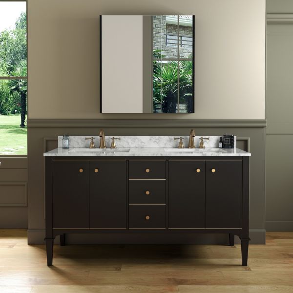 ᐅ【WOODBRIDGE Roma 61"x22"x38" Solid Wood Bath Vanity in Espresso with