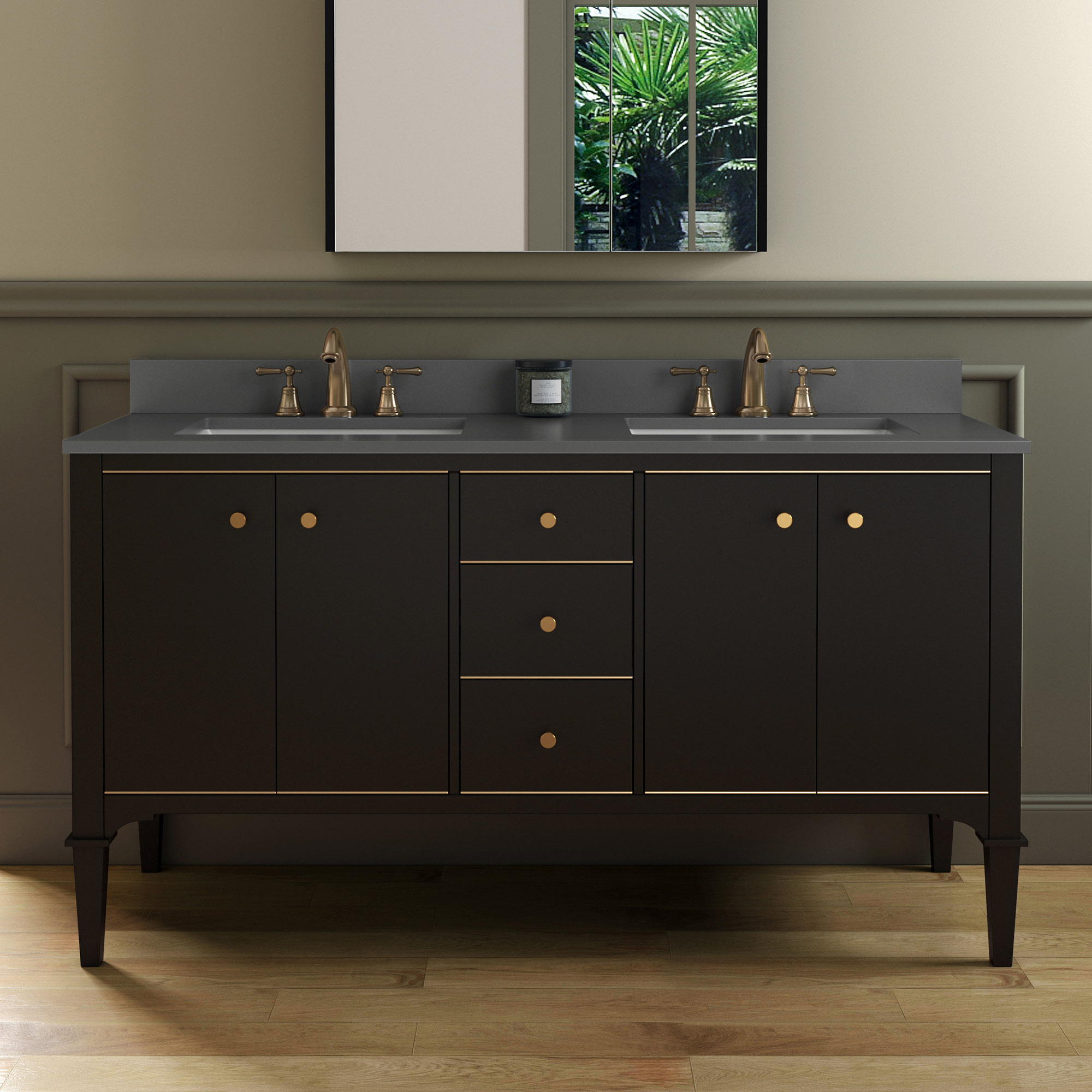 ᐅ【WOODBRIDGE Roma 61"x22"x38" Solid Wood Bath Vanity in Espresso with
