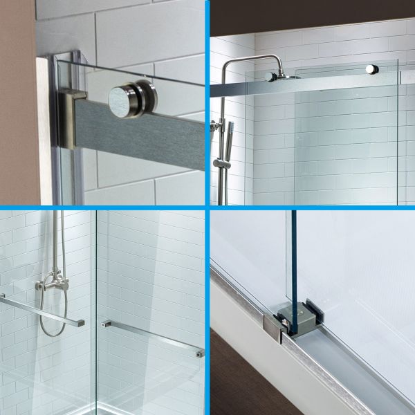 ᐅ【WOODBRIDGE Frameless Shower Doors 56-60 Width x 76Height