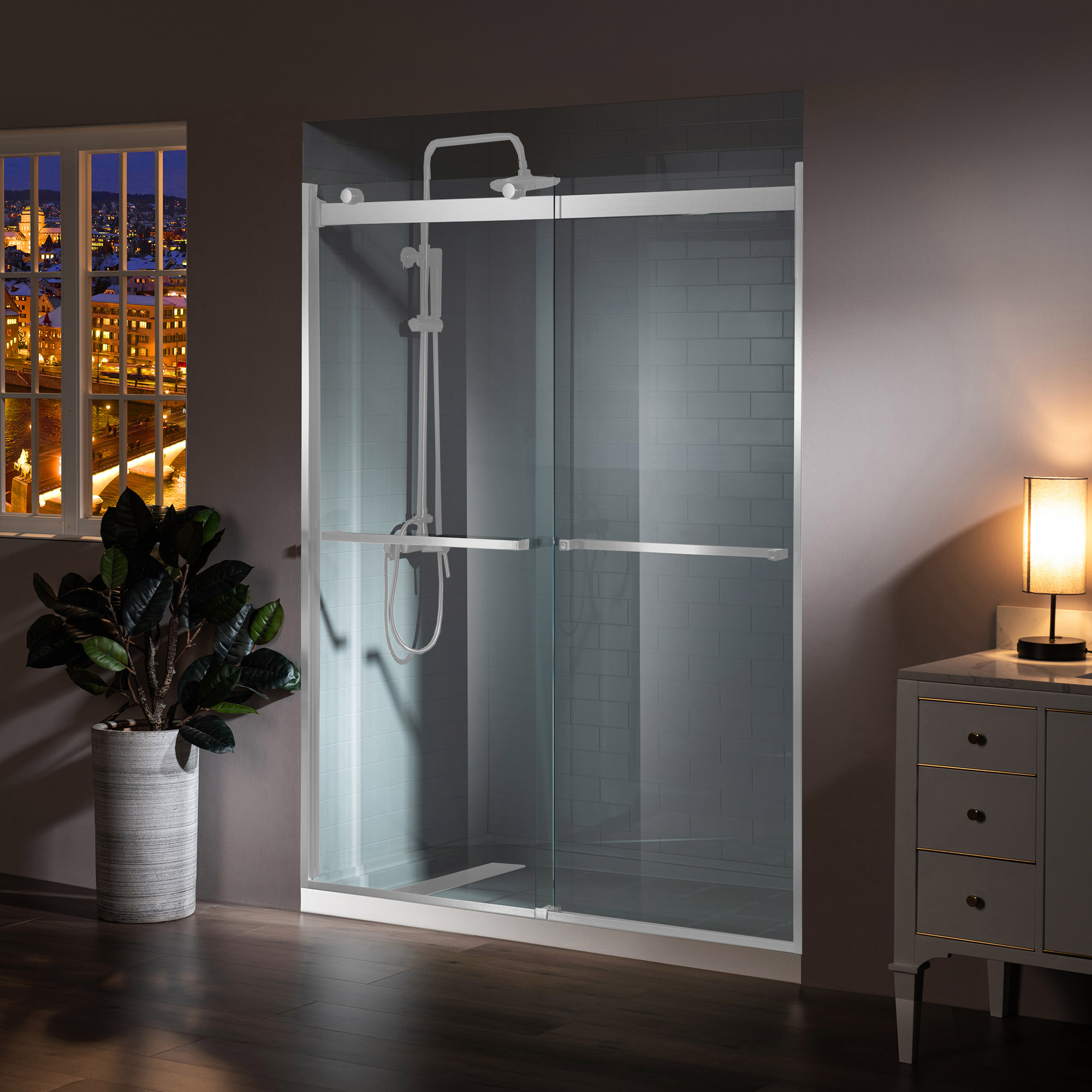 ᐅ【WOODBRIDGE Frameless Shower Doors 5660" Width x 76"Height with 5/16