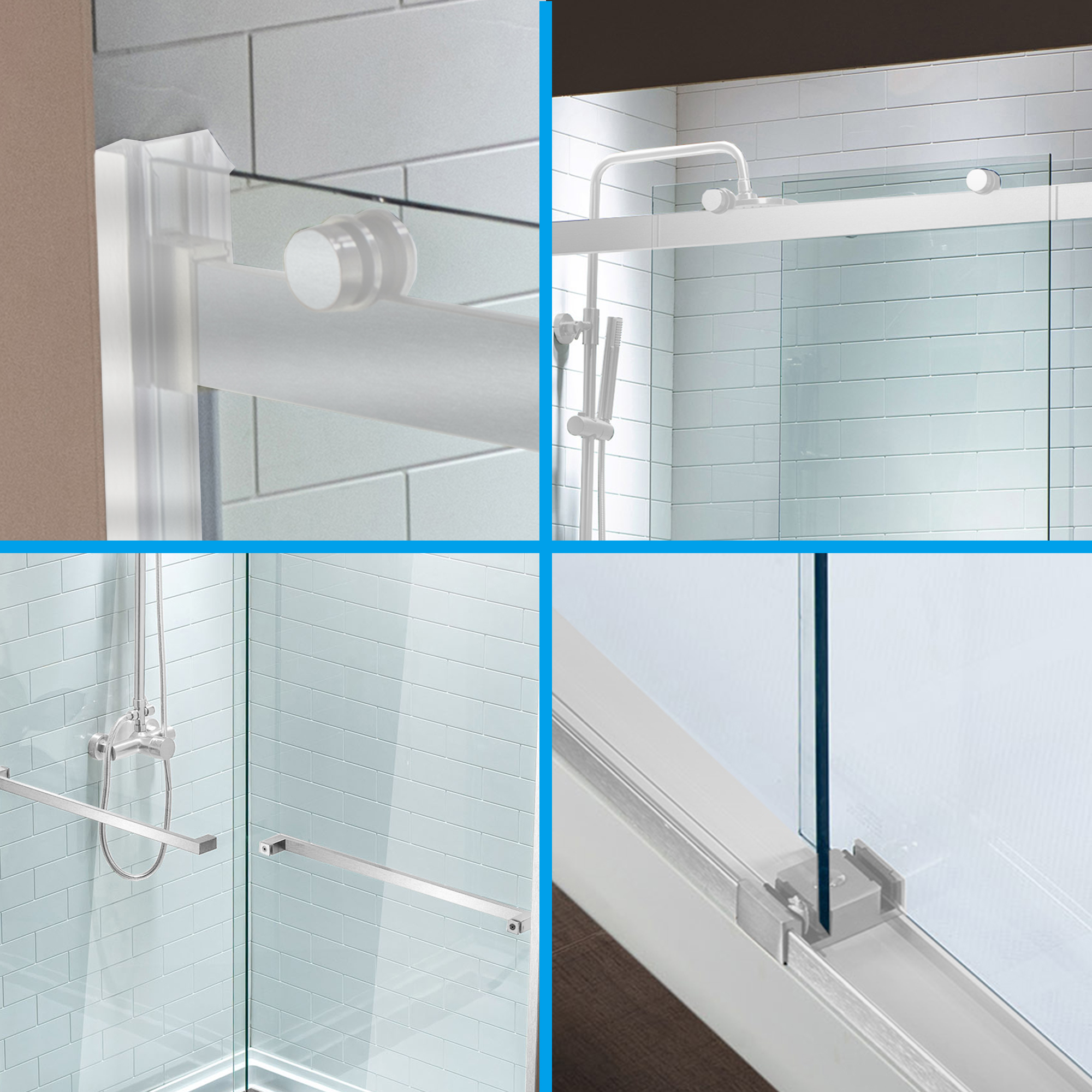 ᐅ【WOODBRIDGE Frameless Bathtub Shower Doors 4648" Width x 76"Height
