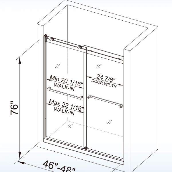  WOODBRIDGE Frameless Bathtub Shower Doors 46-48
