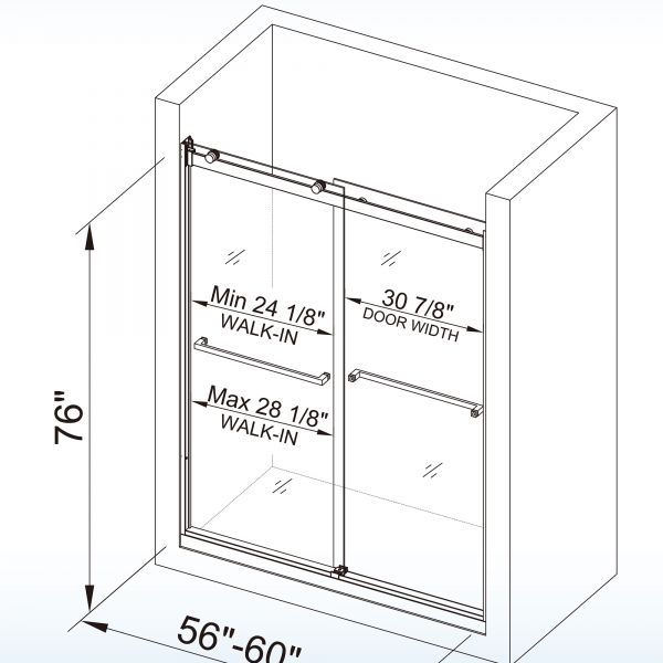  WOODBRIDGE Frameless Shower Doors 56-60