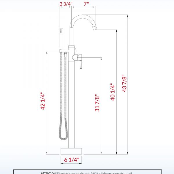  WOODBRIDGE F0006BLRD Contemporary Single Handle Floor Mount Freestanding Tub Filler Faucet with Hand shower in Matte Black Finish._11460