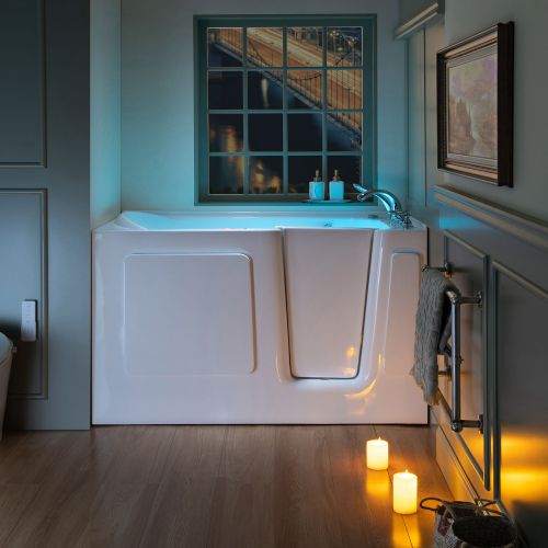 WOODBRIDGE 60 in. x 30 in. Right Hand Walk-In Air & Whirlpool Jets Hot Tub With Quick Fill Faucet with Hand Shower, White High Glass Acrylic Tub with Computer Control Panel, WB603038R